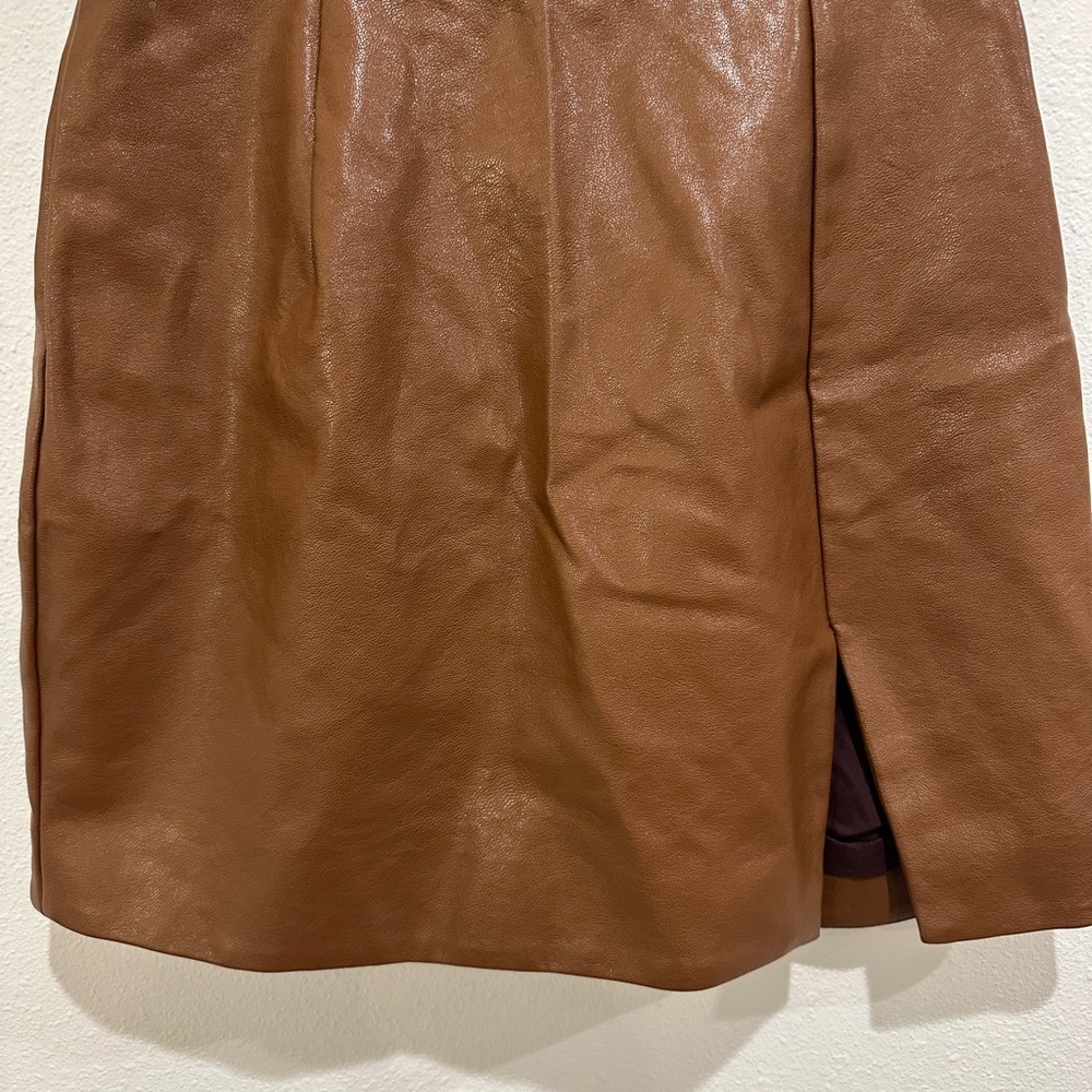 Brown Faux Leather Skirt